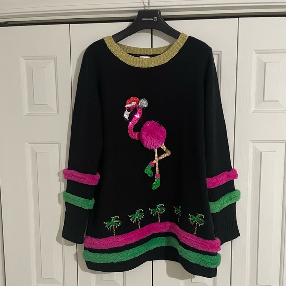99 Jane Street Sweaters - Women’s Flamingo Christmas Sweater Sz XXL